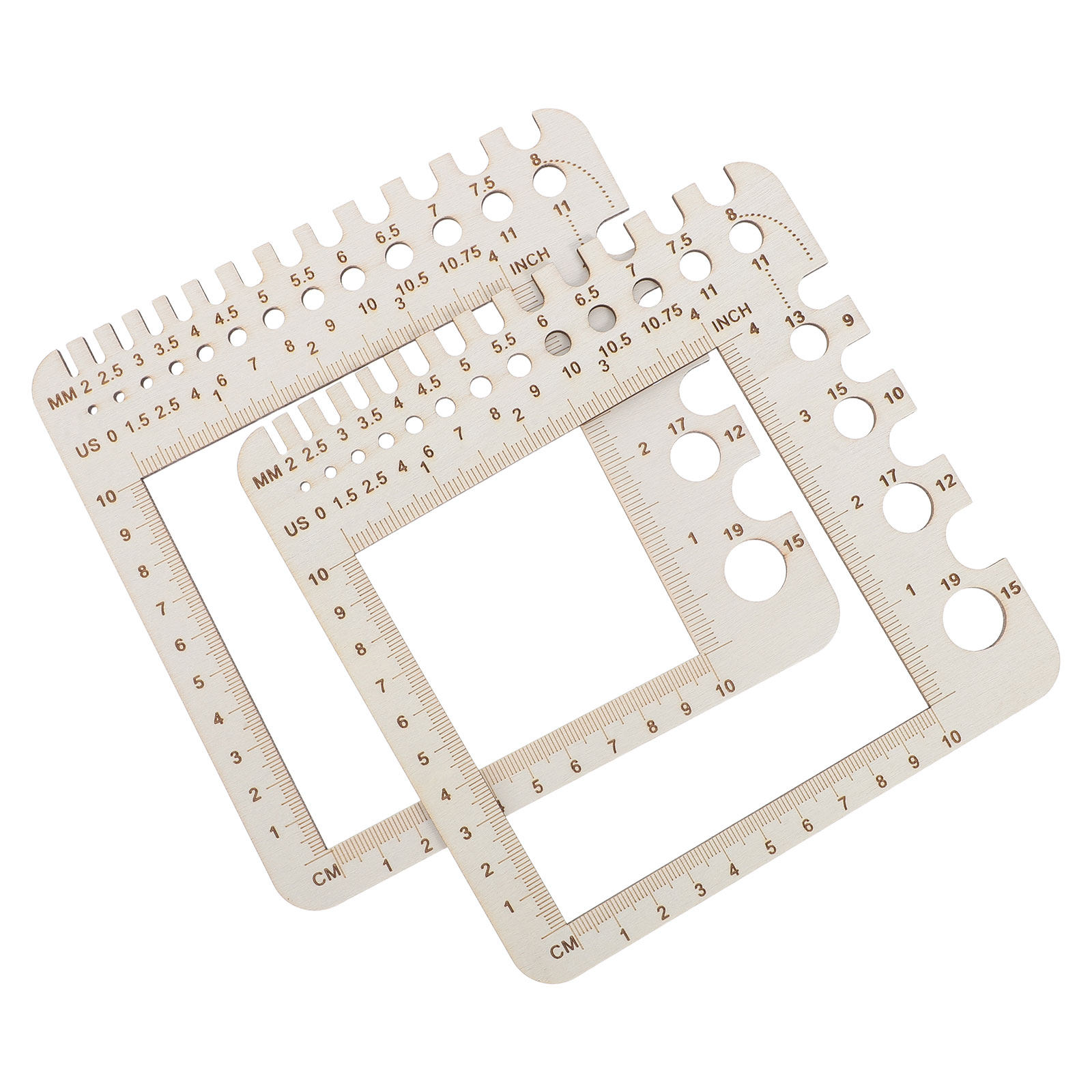 Sewing Gauge Ruler - 2Pcs Wooden Knitting Gauge Crochet Ruler