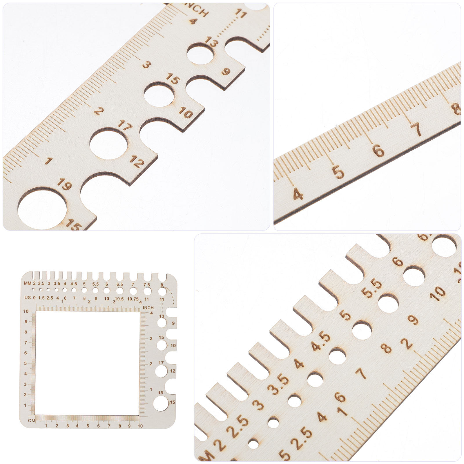 2Pcs Wooden Knitting Gauge Cro - Sewing Gauge Ruler ulasan dan harga